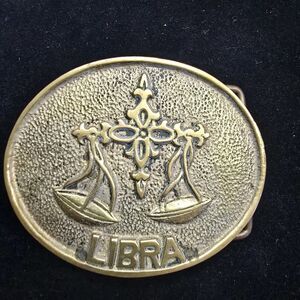 Vintage Libra Brass Belt Buckle Scales Horoscope Astrological Zodiac Sign